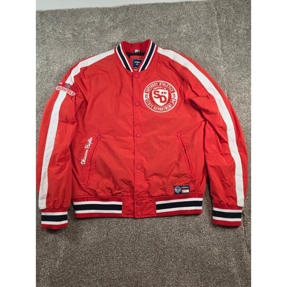 Superdry Athletics Varsity Jacket Mens XL Red 1972 Tigers Squad Bomber M5010764A